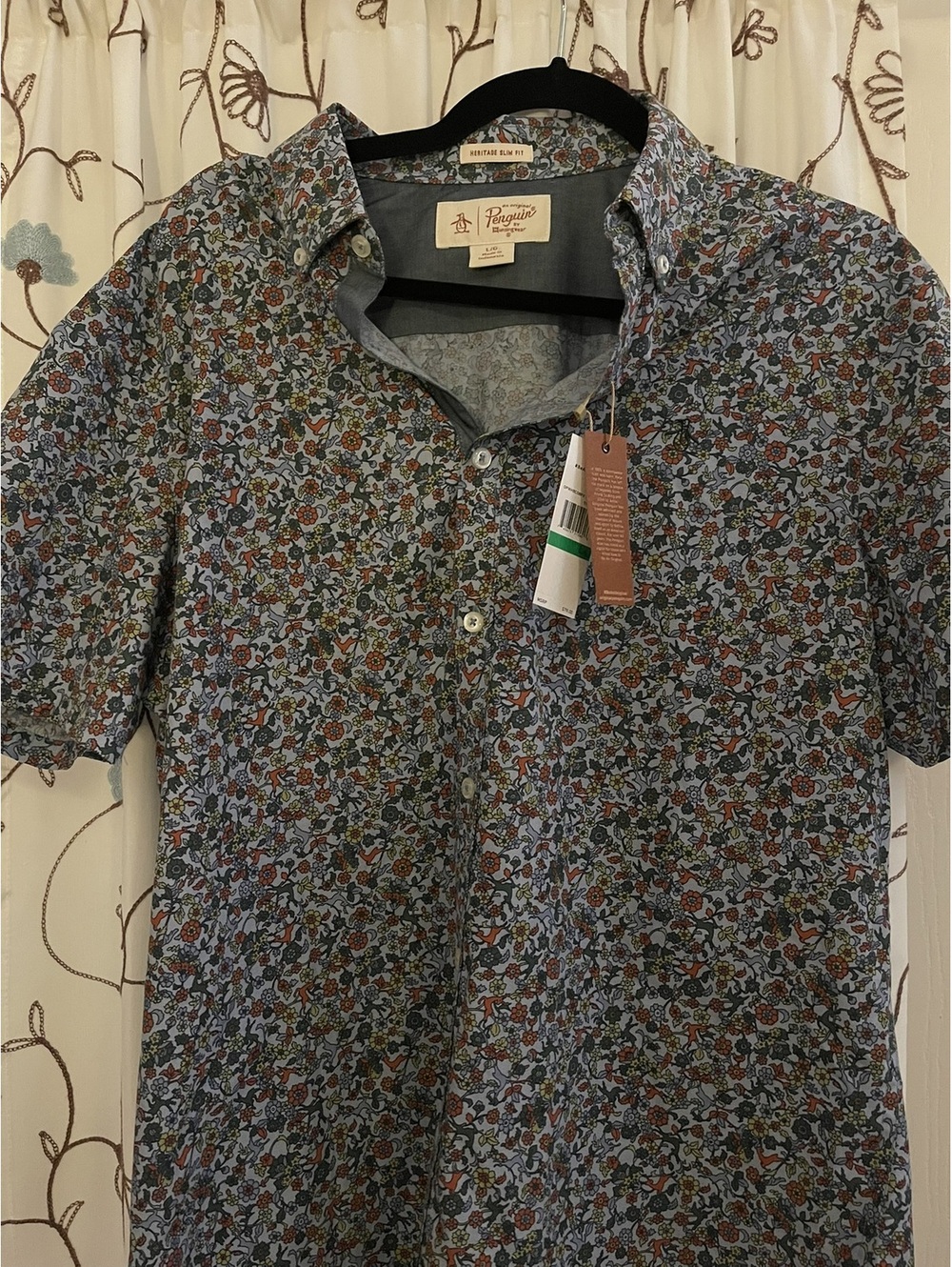 Excellent Condition Mens L Original Penguin Navy Floral Shirt